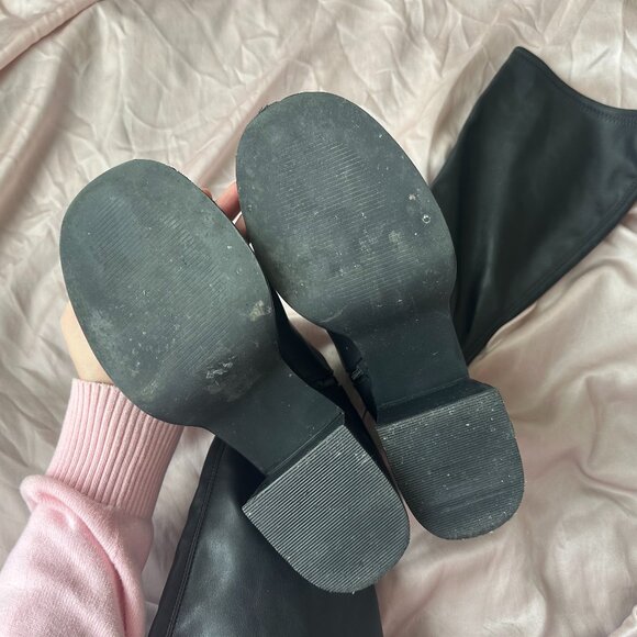Black Platform Knee-High Boots | Chunky Heel | Size 10 - Picture 6 of 6